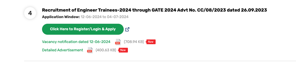 Engineer Trainee Recruitment 2024